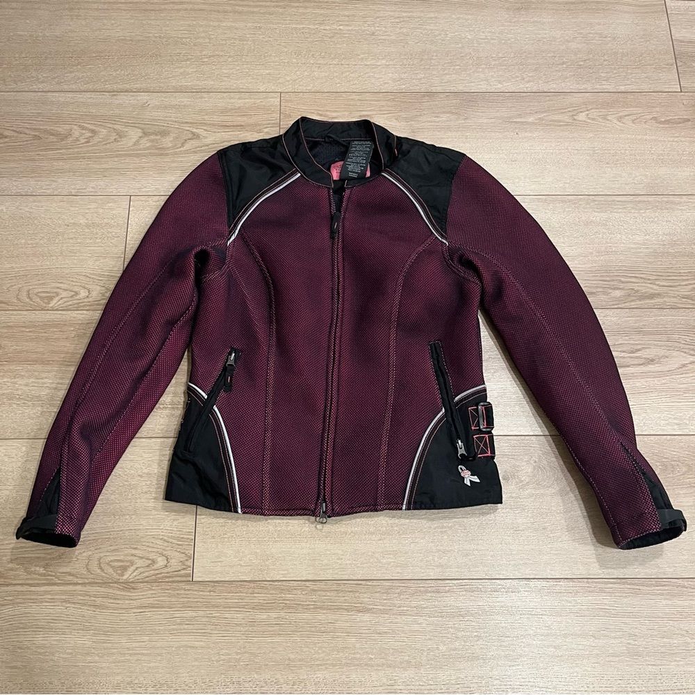 Harley-Davidson Women's Mesh Motorcycle Jacket - Burgundy and Black